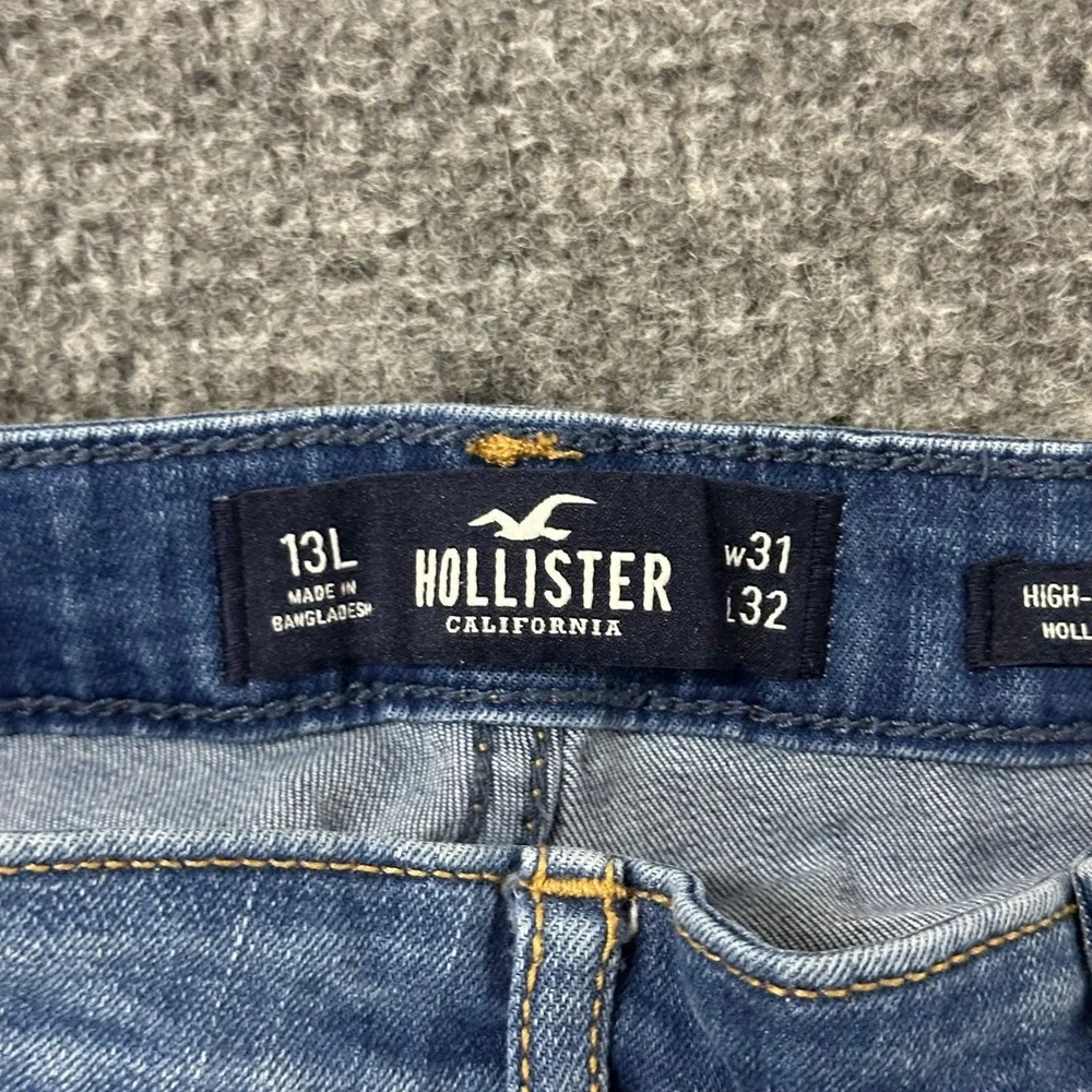 Hollister Jeans Womens Size 13L Blue High Rise Super Skinny Distressed Viscose